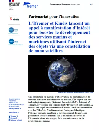 Communiqué de presse - Ifremer-Kinéis