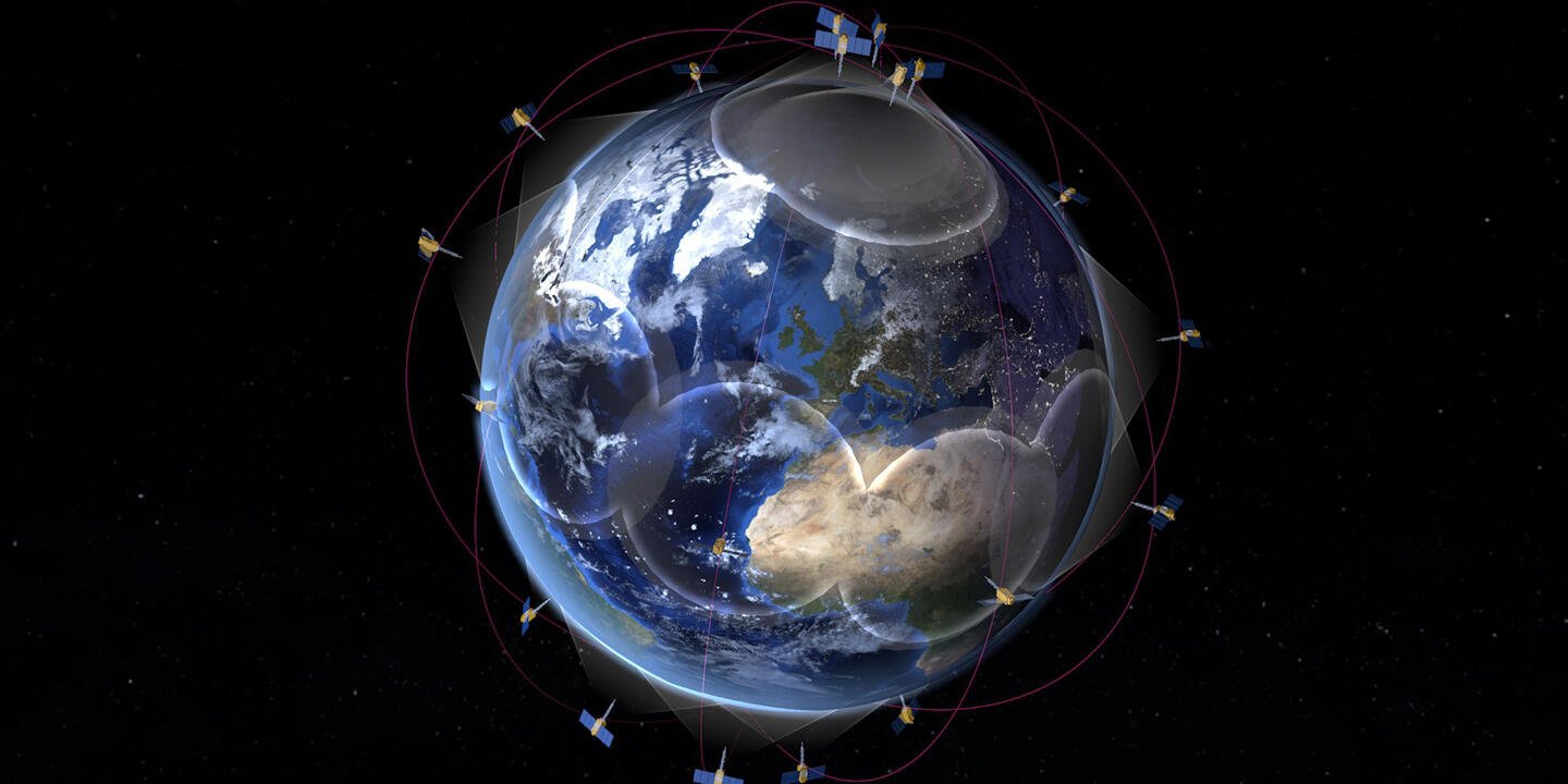 Projection de la constellation de nanosatellites développés par Kinéis